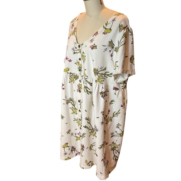 ModCloth Easy Days Button Front Short Sleeve Babydoll Cactus Dress Women's XL - Picture 5 of 11